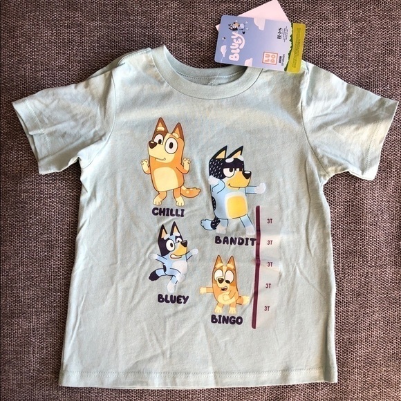 MOOSE Toddler Boy Girl Bluey Printed Short Sleeve T-Shirt Green 3T - Picture 2 of 7